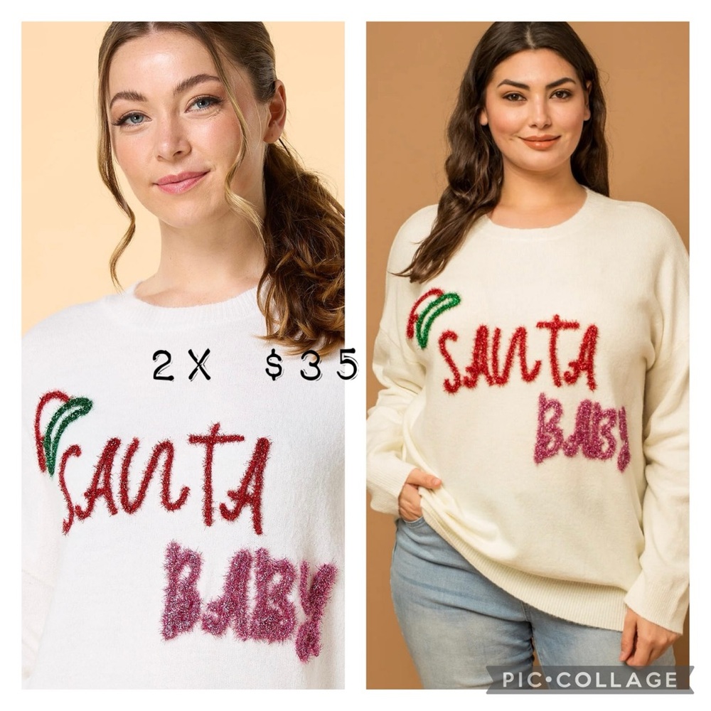 NWT 2X Santa Baby Women's Sweater